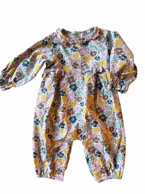 Ishtex Floral Long-Sleeve Baby Bubble Romper in Yellow, Pink & Blue 3M